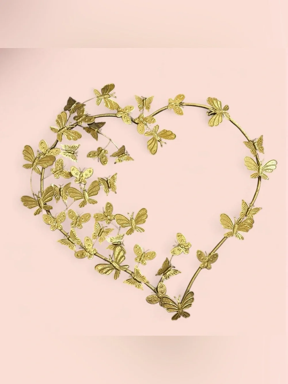 Vintage Inspired Gold butterfly Heart Wreath Wall Decor